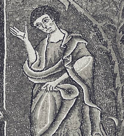 Saint John beneath the Cross (detail from a mosaic at the Church of Saint Clement, Rome)